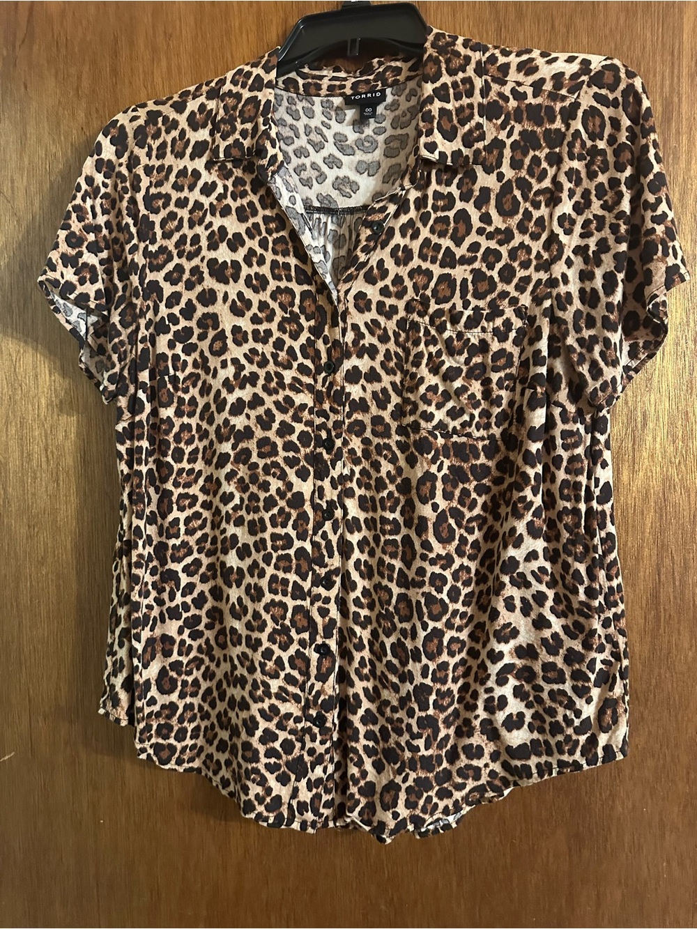 torrid Leopard Print Short Sleeve Button-Down Top - Brown & Black